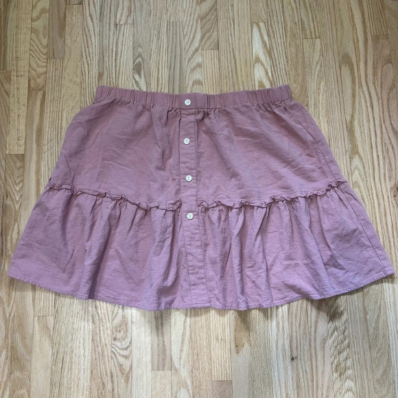 Simplee Plus | Pink Elastic Waist Pleated Ruffle A-Line Mini Skirt - Picture 6 of 11